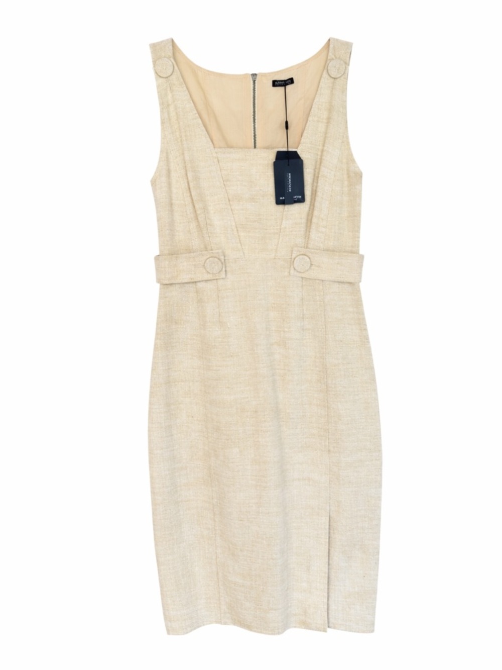 Magaschoni Collection Linen Silk Sheath Dress NWT Beige Size 4